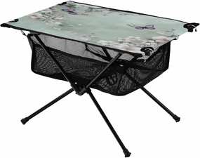 Camping Table Lightweight Portable Folding Table with Mesh Storage Net Butterfly Flower Mint Green Ideal for Camping Hiking Beach Picnic Travel Backyard