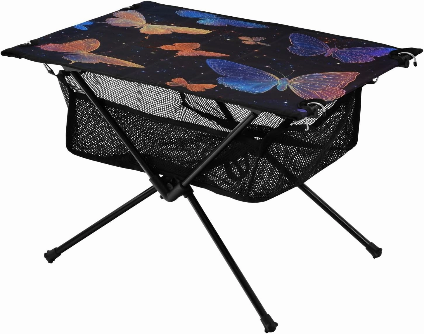 Camping Table Lightweight Portable Folding Table with Mesh Storage Net Colour Butterfly Flower Ideal for Camping Hiking Beach Picnic Travel Backyard