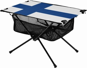 Camping Table Lightweight Portable Folding Table with Mesh Storage Net Finland Flag Ideal for Camping Hiking Beach Picnic Travel Backyard