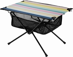 Camping Table Lightweight Portable Folding Table with Mesh Storage Net Horizontal Stripes Pink Ideal for Camping Hiking Beach Picnic Travel Backyard