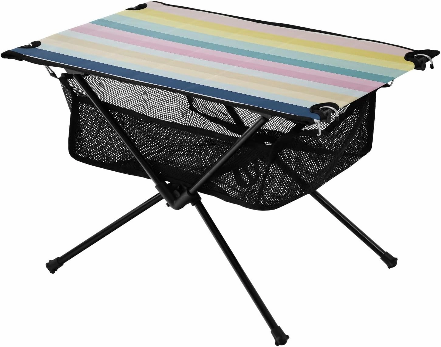 Camping Table Lightweight Portable Folding Table with Mesh Storage Net Horizontal Stripes Pink Ideal for Camping Hiking Beach Picnic Travel Backyard