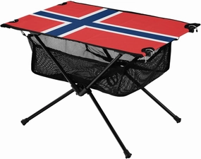 Camping Table Lightweight Portable Folding Table with Mesh Storage Net Norway Flag Ideal for Camping Hiking Beach Picnic Travel Backyard