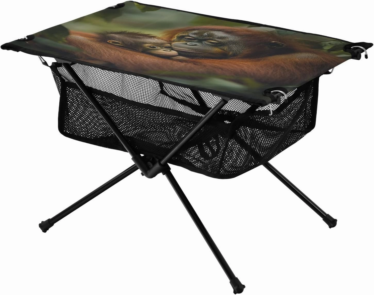 Camping Table Lightweight Portable Folding Table with Mesh Storage Net Orangutan Brown Ideal for Camping Hiking Beach Picnic Travel Backyard
