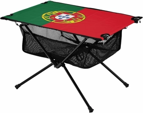 Camping Table Lightweight Portable Folding Table with Mesh Storage Net Portugal Flag Ideal for Camping Hiking Beach Picnic Travel Backyard