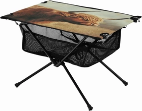Camping Table Lightweight Portable Folding Table with Mesh Storage Net Scottish Highland Cow Ideal for Camping Hiking Beach Picnic Travel Backyard