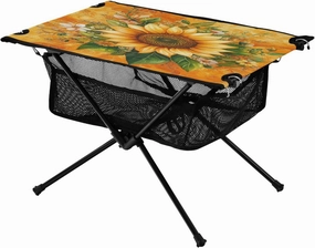 Camping Table Lightweight Portable Folding Table with Mesh Storage Net Sunflower Gold Ideal for Camping Hiking Beach Picnic Travel Backyard
