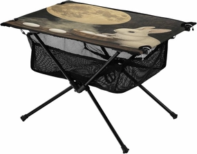 Camping Table Lightweight Portable Folding Table with Mesh Storage Net White Rabbit Moon Ideal for Camping Hiking Beach Picnic Travel Backyard