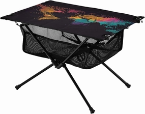 Camping Table Lightweight Portable Folding Table with Mesh Storage Net World Map Colour Ideal for Camping Hiking Beach Picnic Travel Backyard