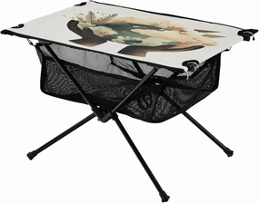 Camping Table Lightweight Portable Folding Table with Mesh Storage Net World Map Watercolor Ideal for Camping Hiking Beach Picnic Travel Backyard