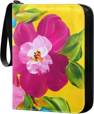 Card Binder Abstract Colorful Flowers Trading Card Album with 50 Removable Sleeves Fits 400 Cards