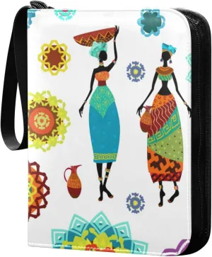 Card Binder Lovely Women and Colorful Floral Trading Card Album with 50 Removable Sleeves Fits 400 Cards