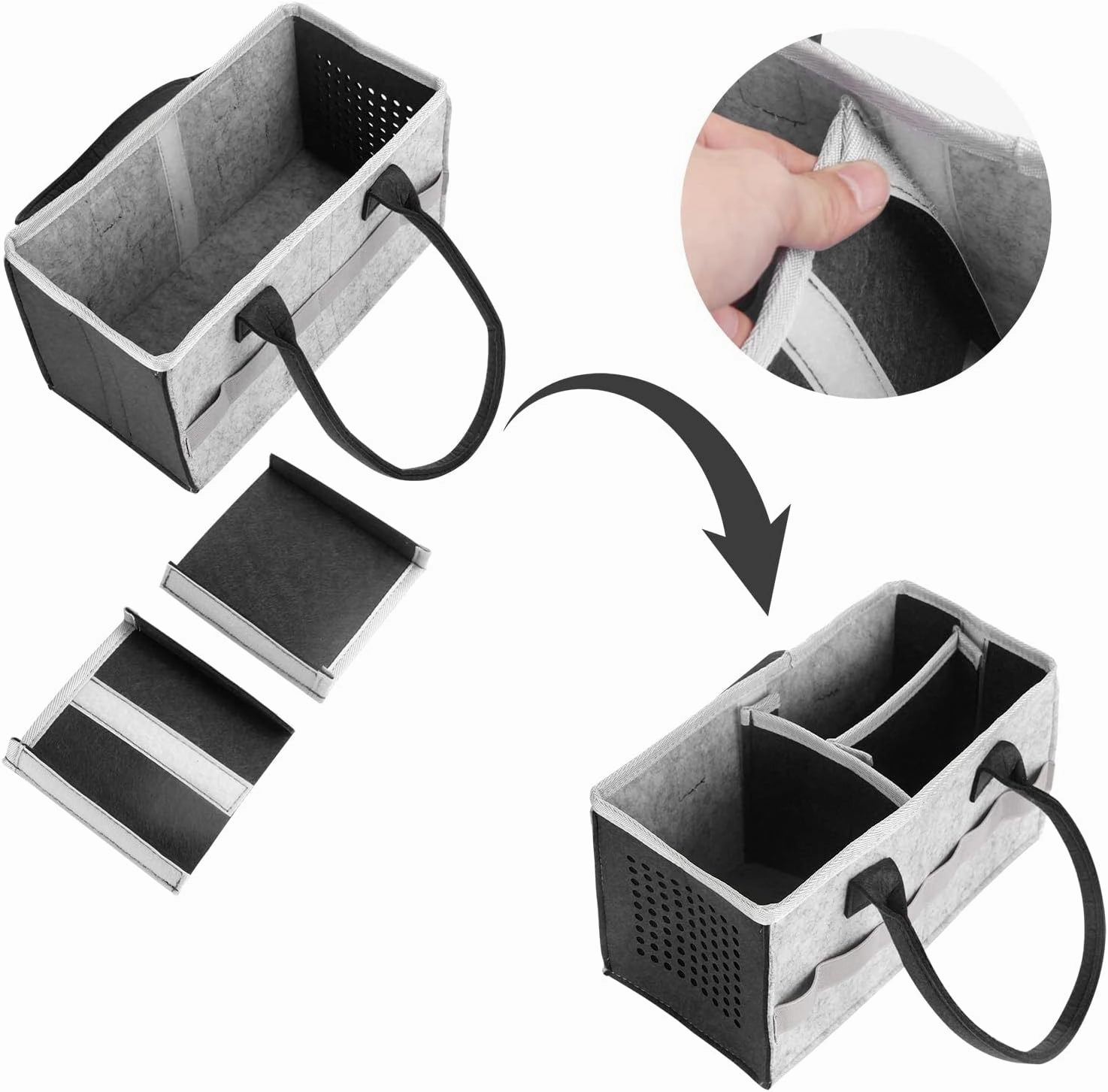 Carrying Bag Case for Toniebox Starter Set and Tonies Figurines, Home Outdoor Hand Storage Travel Felt Bag for Toniebox Accessories Protective Cover Organiser (Gray Dark grey)