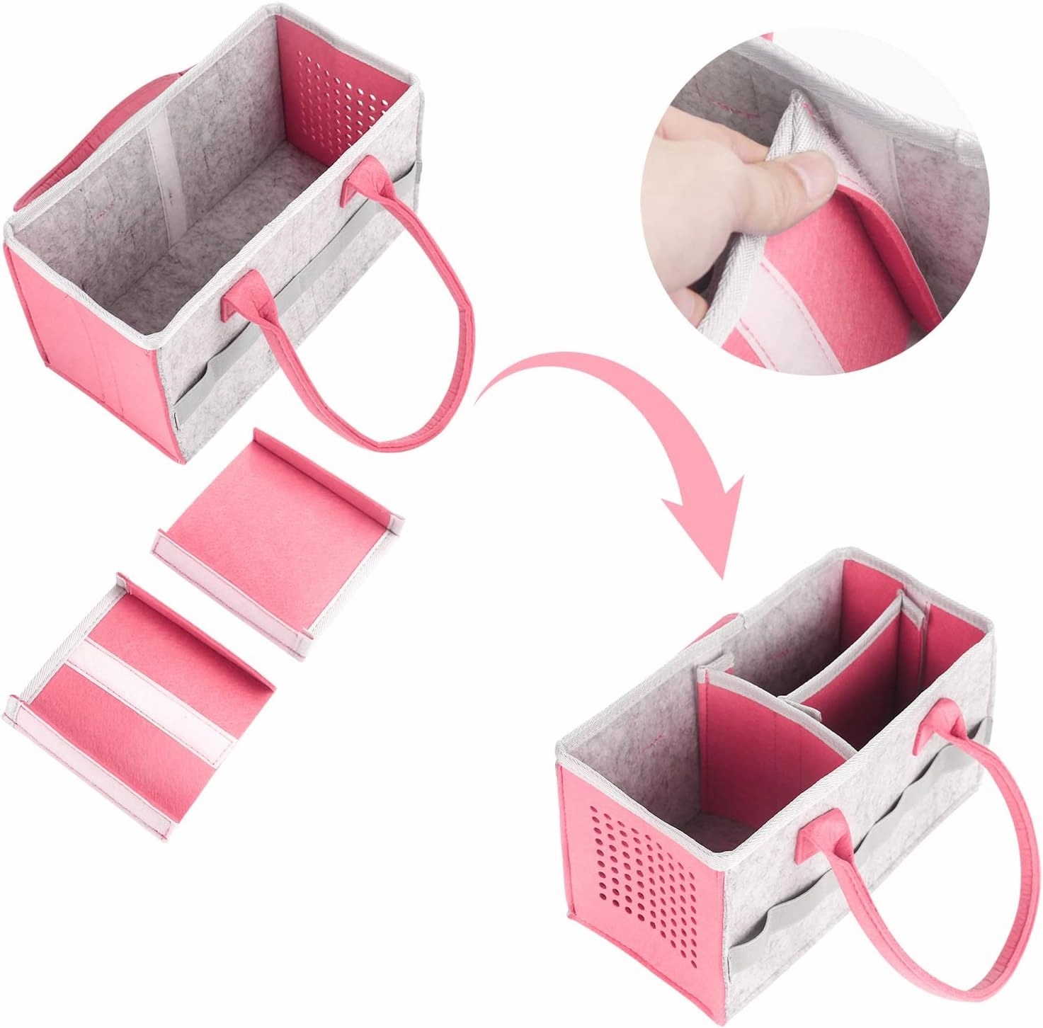 Carrying Bag Case for Toniebox Starter Set and Tonies Figurines, Home Outdoor Hand Storage Travel Felt Bag for Toniebox Accessories Protective Cover Organiser (Gray Pink)