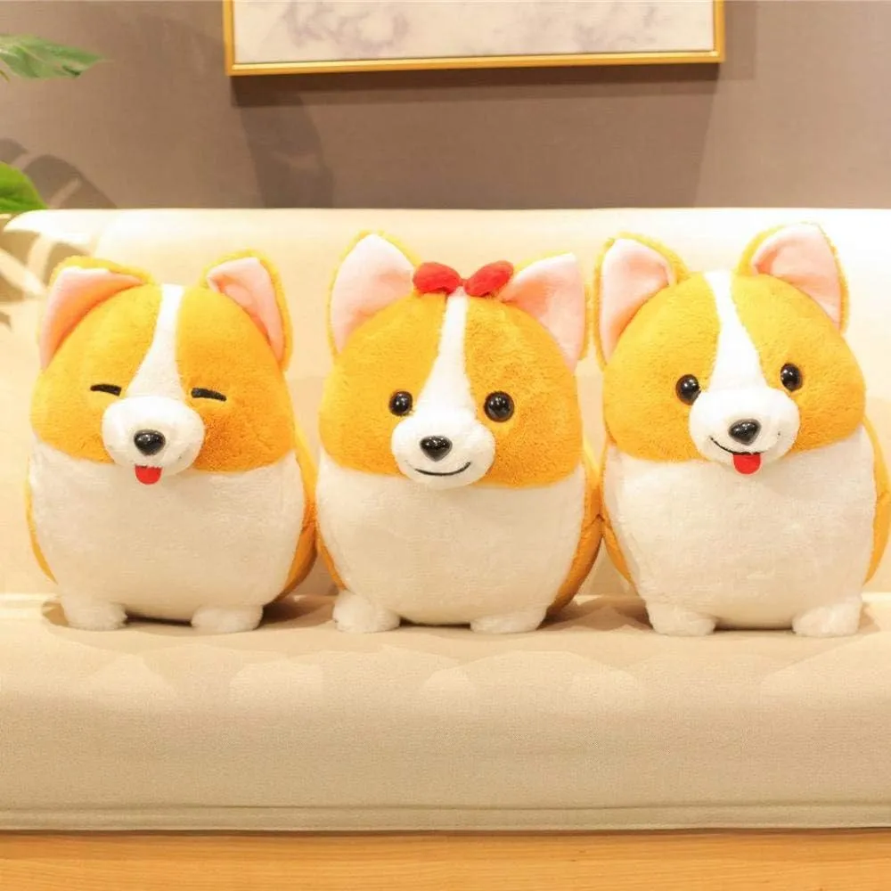 Cartoon Bowknot Corgi Dog Soft Plush Throw Pillow Animal Pillow Plush Toy