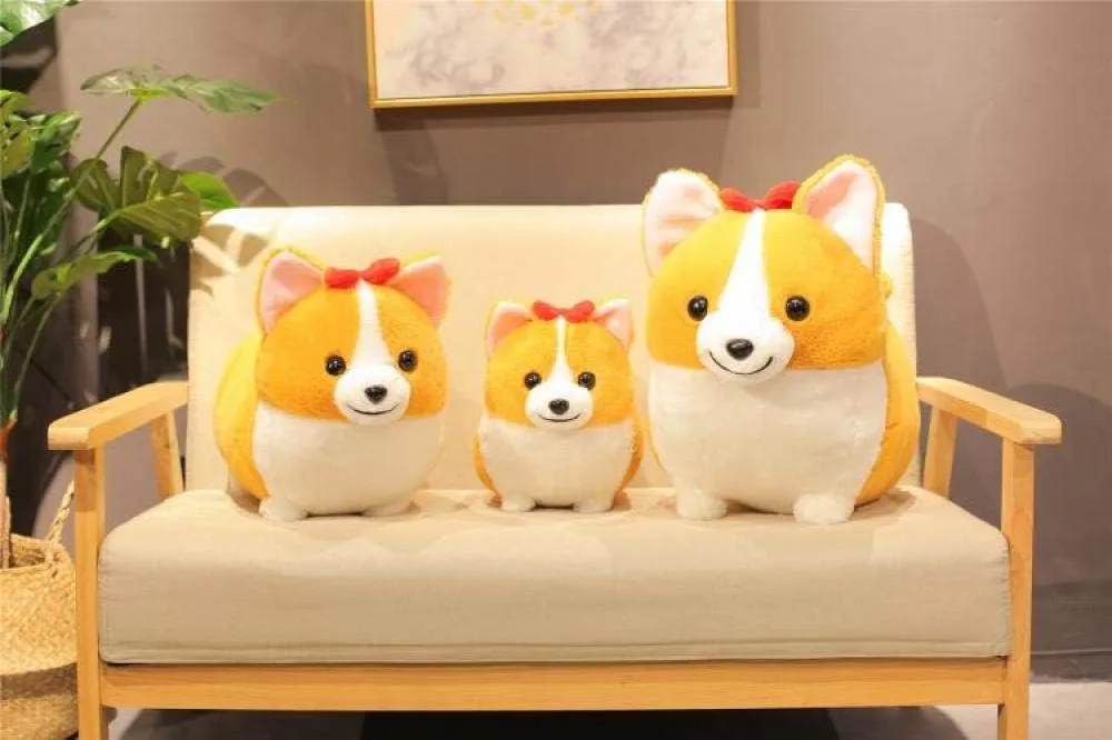 Cartoon Bowknot Corgi Dog Soft Plush Throw Pillow Animal Pillow Plush Toy