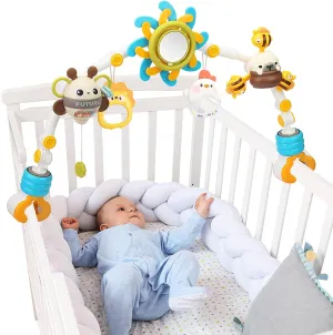 Caterbee Baby Bouncer Bar Toy, Pram Toy with Activity Travel Arch Bassinet Toys for Toddlers (Blue)