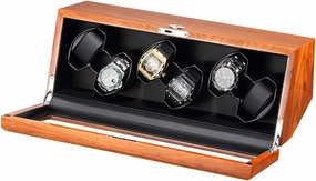Chandelier Watch Winder Box for 6 Automatic Watches Solid Wood Watch Storage Box Flexible Watch Pillows Quiet Motor 5 Rotation Modes Chandelier