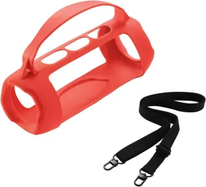 Charge 5 Silicone Case, Portable Carrying Case Sleeve Protector Cover Travel Bag with Shoulder Strap for JBL Charge 5 Wi-Fi/Charge 5 Bluetooth Speaker (Red)