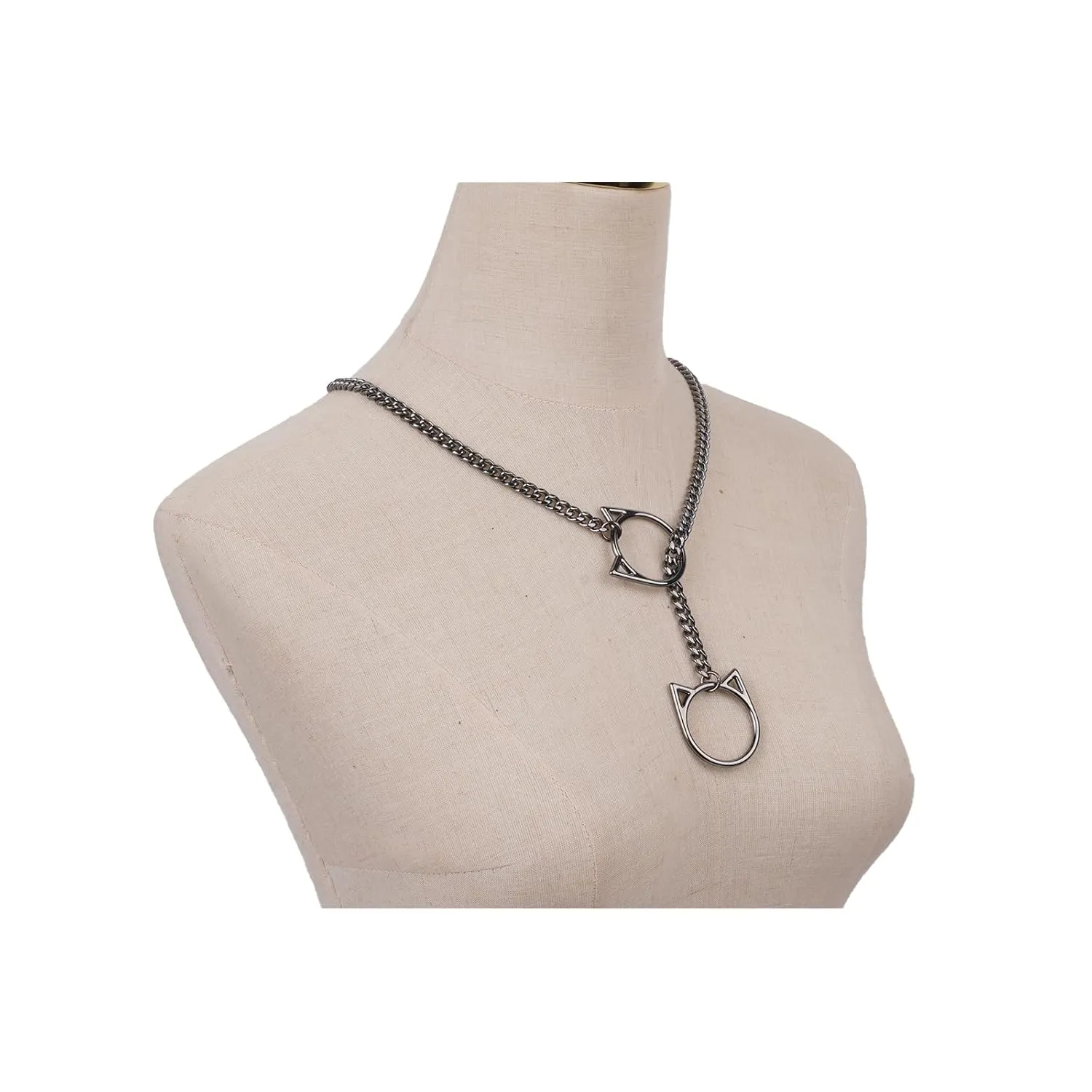 CHICCHOK Choker Necklace for Women - O-Ring Slip Chain Necklace For Women Handmade Adjustable Lariat Y-Necklcae (Black, M:25 inch)
