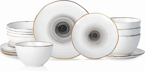 Christian Siriano Luma 16-Piece Dinnerware Set Porcelain, Black