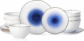 Christian Siriano Luma 16-Piece Dinnerware Set Porcelain, Blue