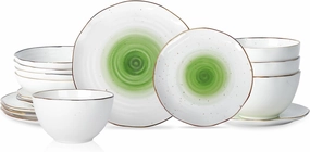 Christian Siriano Luma 16-Piece Dinnerware Set Porcelain, Green
