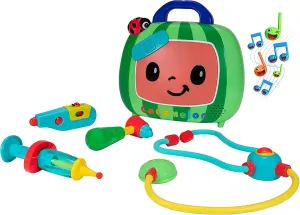 CoComelon Official Musical Checkup Case, Plays Clips from ‘Doctor Checkup’ Song – Includes 4 Themed Medical Doctor Accessories (Thermometer, Syringe, Stethoscope, and More) for Fun Role Play, Green