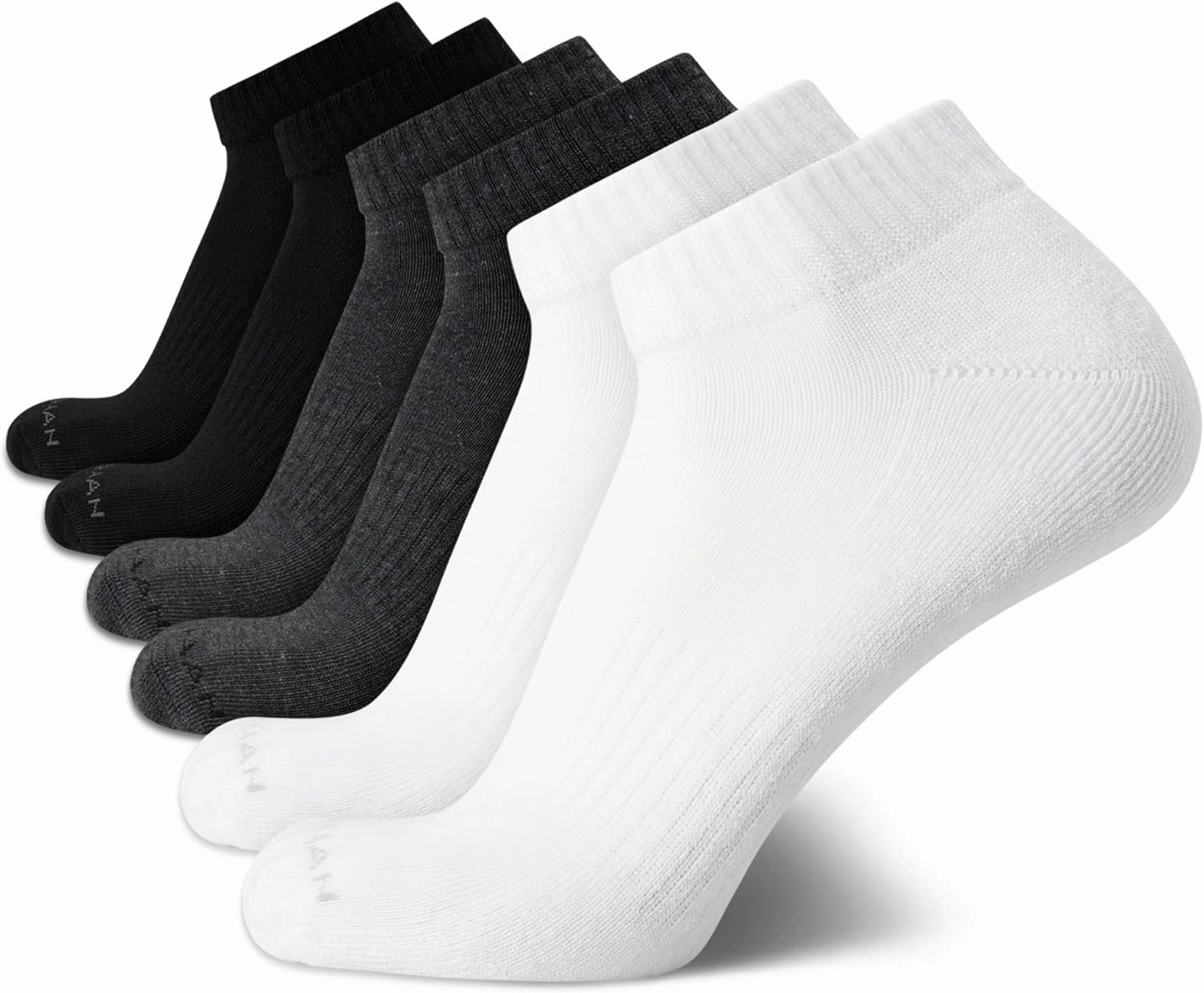 Cole Haan Men's Athletic Socks - 6 Pack Soft Performance Quarter Cut Ankle Socks