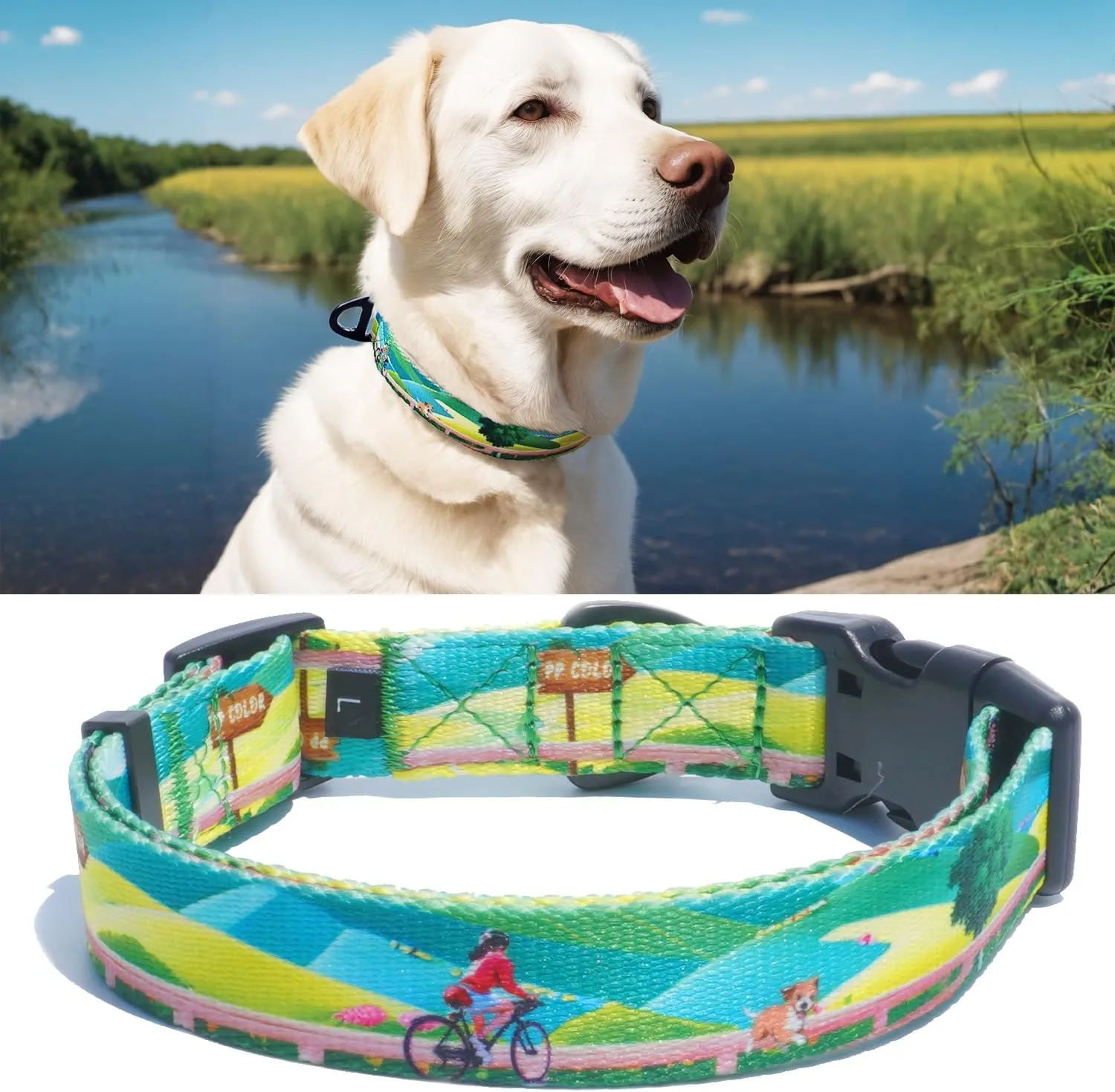 Collar for Dogs, Quality Basic Daily Collar, Cute Collar for Small and Medium Dogs, Adjustable Length and Quick Release Buckle, 18-26 inches