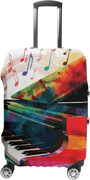 Colorful Piano Keyboard Music Luggage Cover Simple And Generous Suitcase Dust Cover Washable, Scratch Resistant for 19-32 Inch Suitcase M