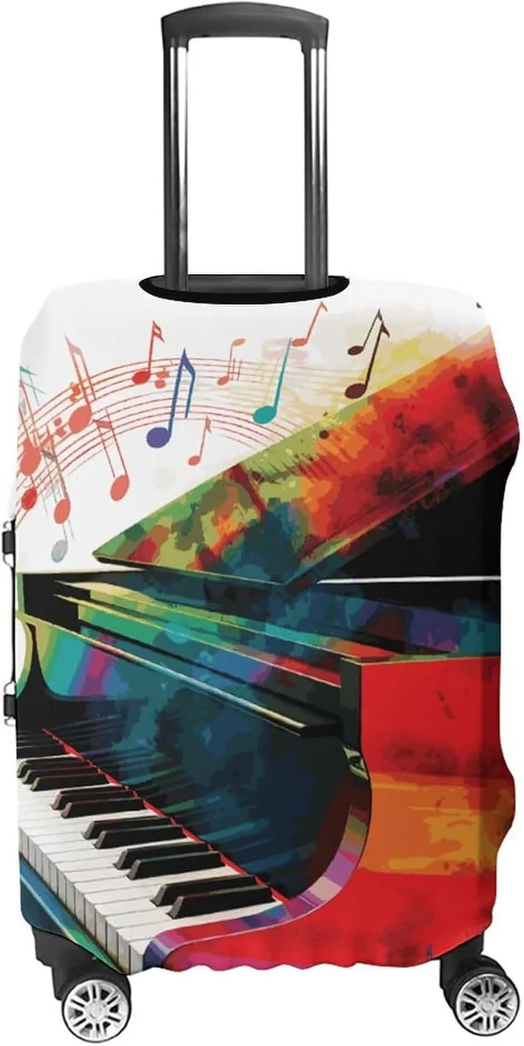 Colorful Piano Keyboard Music Luggage Cover Simple And Generous Suitcase Dust Cover Washable, Scratch Resistant for 19-32 Inch Suitcase M