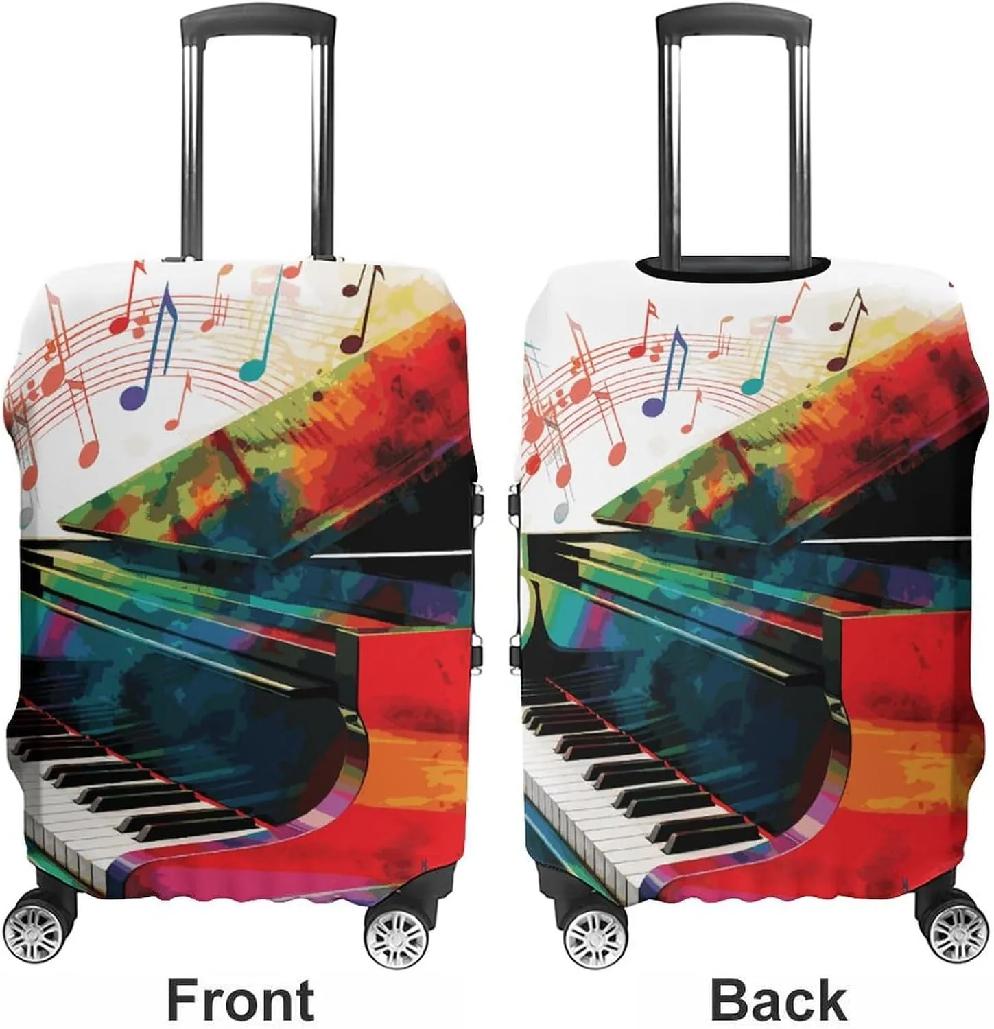 Colorful Piano Keyboard Music Luggage Cover Simple And Generous Suitcase Dust Cover Washable, Scratch Resistant for 19-32 Inch Suitcase M