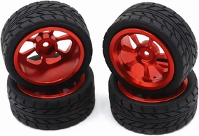 Compatible with WLToys 124016 124017 124018 124019 144001 A959 1:12 1:14 1:18 RC Car Accessories and Other Metal Upgrade Wheels RC Wheel Tires(Red)