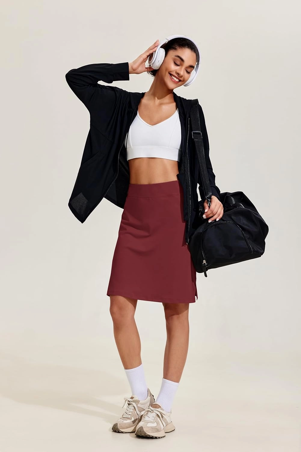 COOrun Women's 20" Knee Length Skorts Skirts Athletic Tennis Skorts Long Golf Skirt with Pockets Modest Skirts