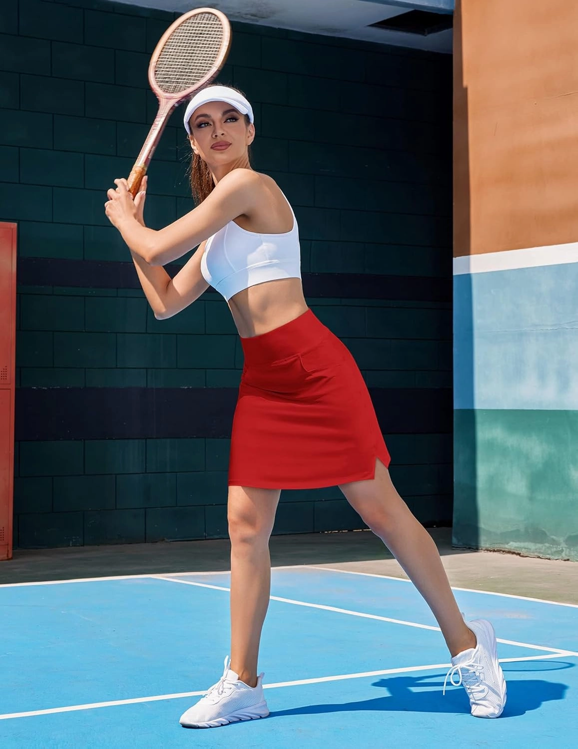 COOrun Women's Skorts Athletic Skirts with Pockets Knee Length Built-in Shorts Casual Skirt for Golf Tennis Workout (XS-3XL)