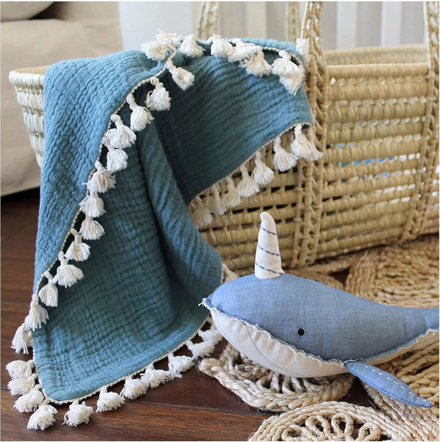 Crane Baby Toys for Boys and Girls, Comforting Plush Stuffed Animal, Narwhal