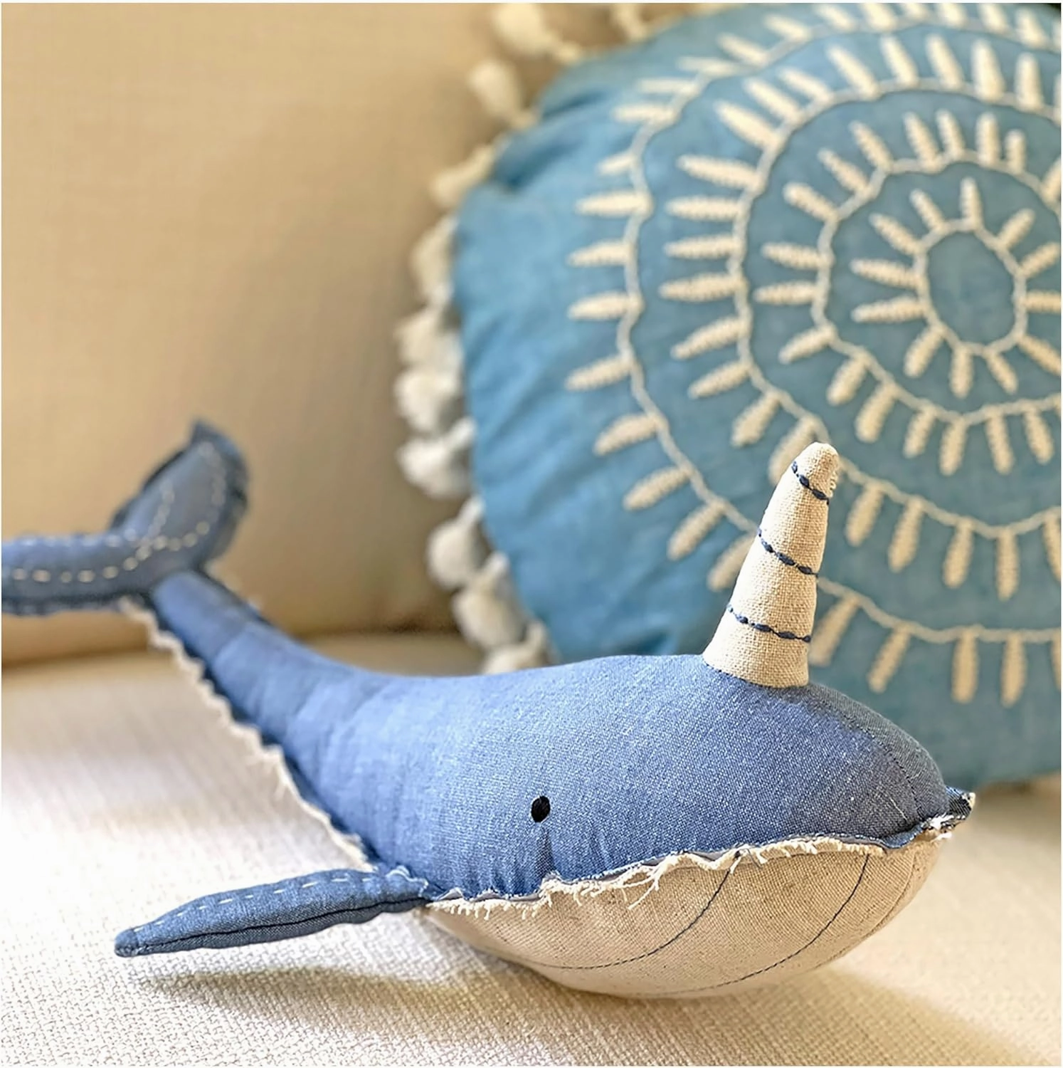 Crane Baby Toys for Boys and Girls, Comforting Plush Stuffed Animal, Narwhal