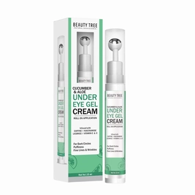 Cucumber & Aloe under Eye Gel Cream | Reduces Dark Circles & Puffiness For All Men & Women | Reduce Fine Lines & Wrinkle | With Roll On Applicator | Easy To Use | 15 ml