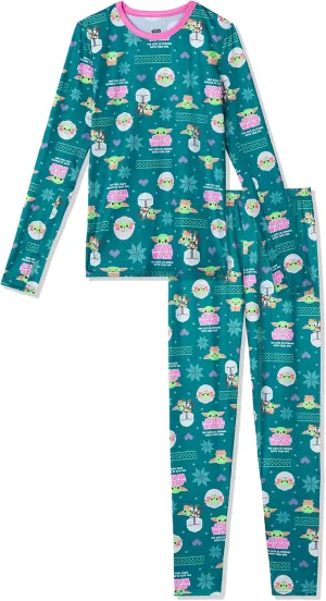 Cuddl Duds Girls Thermal Underwear Set - Frozen, Disney Princess, and Star Wars Designs - Kids Long John Base Layer
