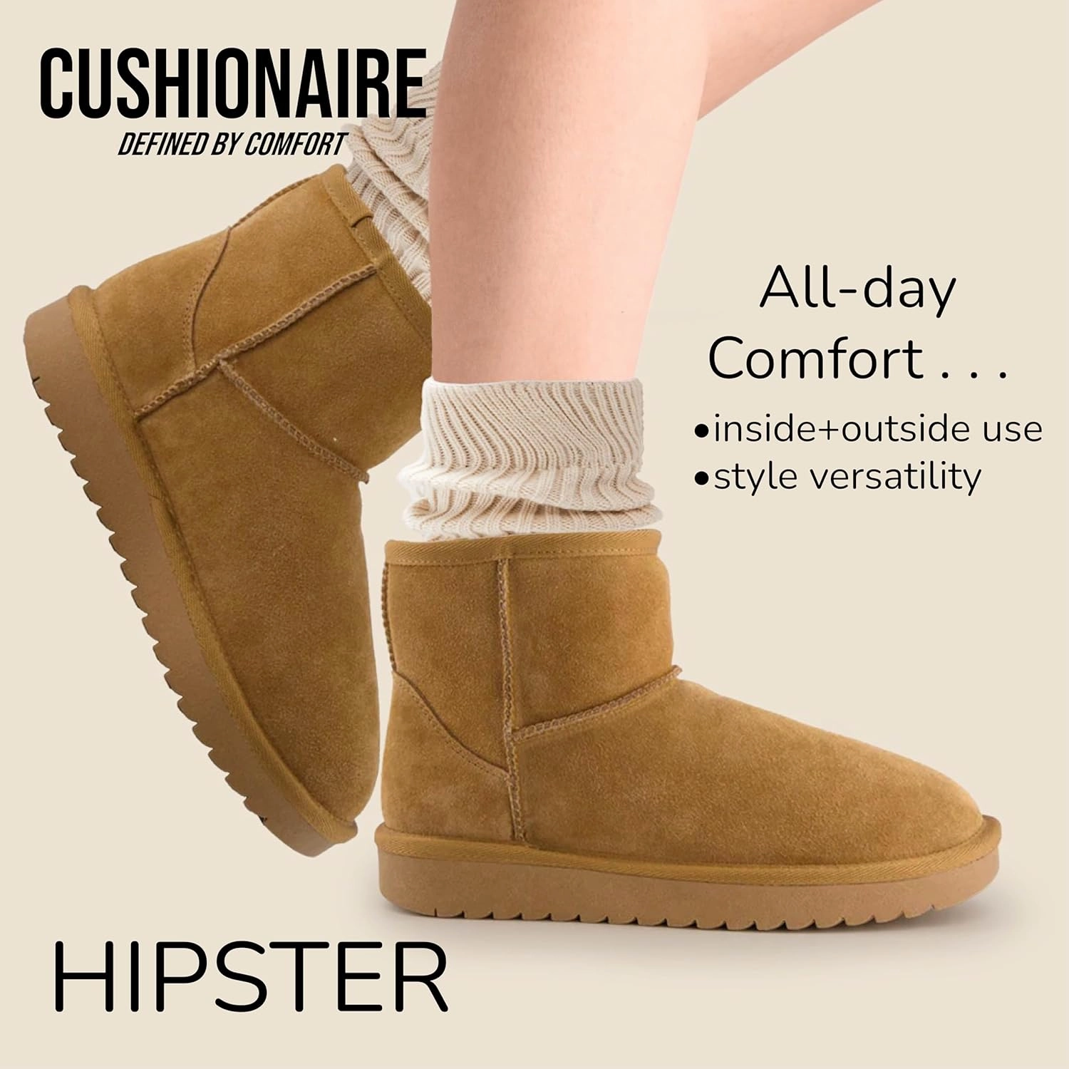 CUSHIONAIRE Women's Hipster pull on boot  Memory Foam