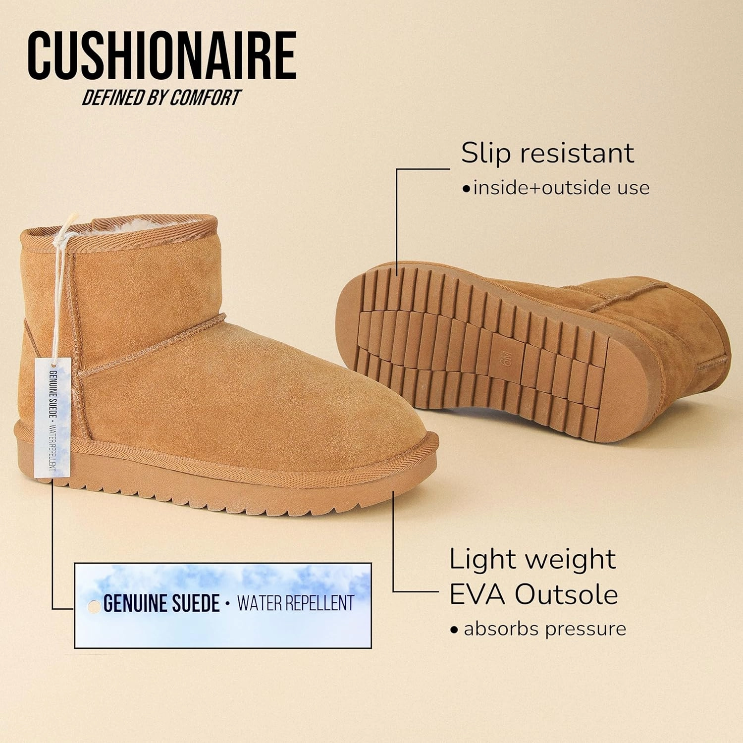 CUSHIONAIRE Women's Hipster pull on boot  Memory Foam