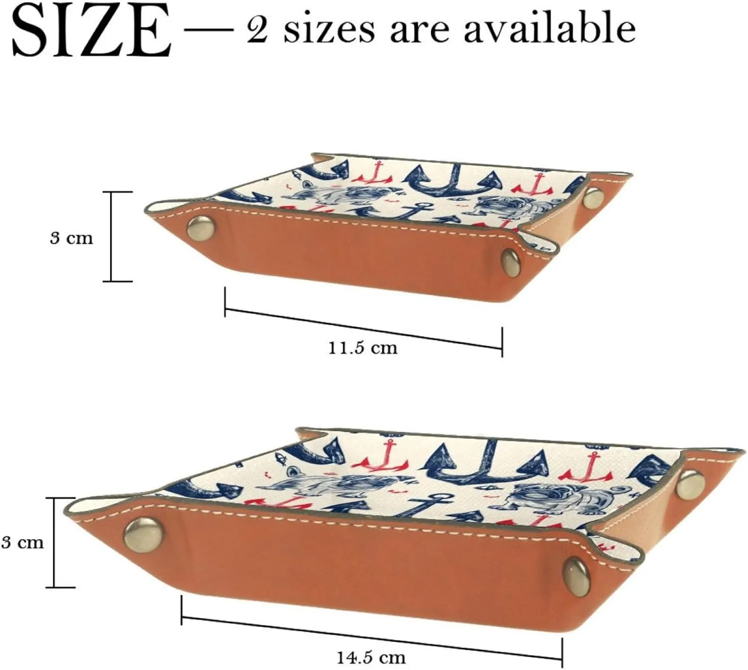 Cute Bulldog Print Stacking Jewelry Organizer Trays, Small Desk Drawer Earring and Bracelet Tray Organizer, Key Tray for Entryway Table, Decorative Ring Storage Tray