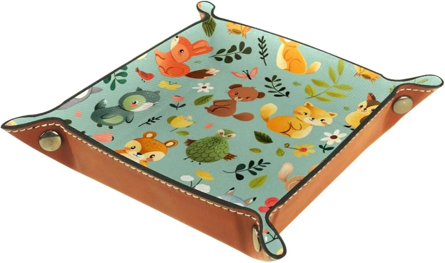 Cute Cartoon Animal Home Small Stacking Jewelry Organizer Trays, Desk Drawer Organizer Tray, Earring Tray, Bracelet Tray, Decorative Storage Solution, 20.5x20.5cm, snh-001