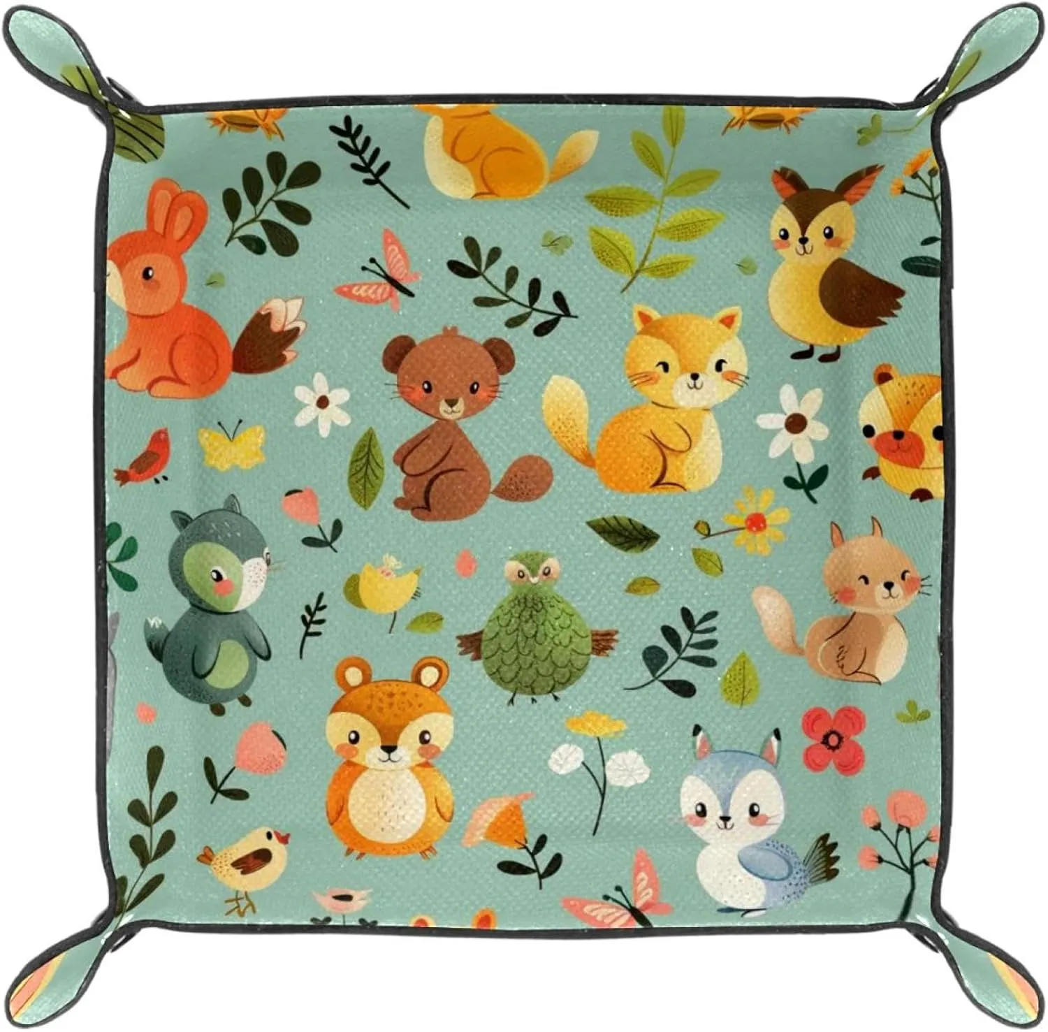 Cute Cartoon Animal Home Small Stacking Jewelry Organizer Trays, Desk Drawer Organizer Tray, Earring Tray, Bracelet Tray, Decorative Storage Solution, 20.5x20.5cm, snh-001