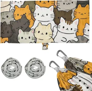 Cute Cartoon Cat Outdoor Hammocks with Hanging Ropree Hammock for Outside Patio Backyard Poolside