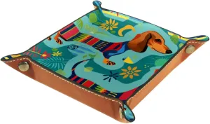 Cute Dachshund Dog Stacking Jewelry Organizer Trays, Desk Drawer Organizer Tray, Earring Tray, Bracelet Tray, Ring Storage Tray, Women & Girls, 16x16cm, snh-001