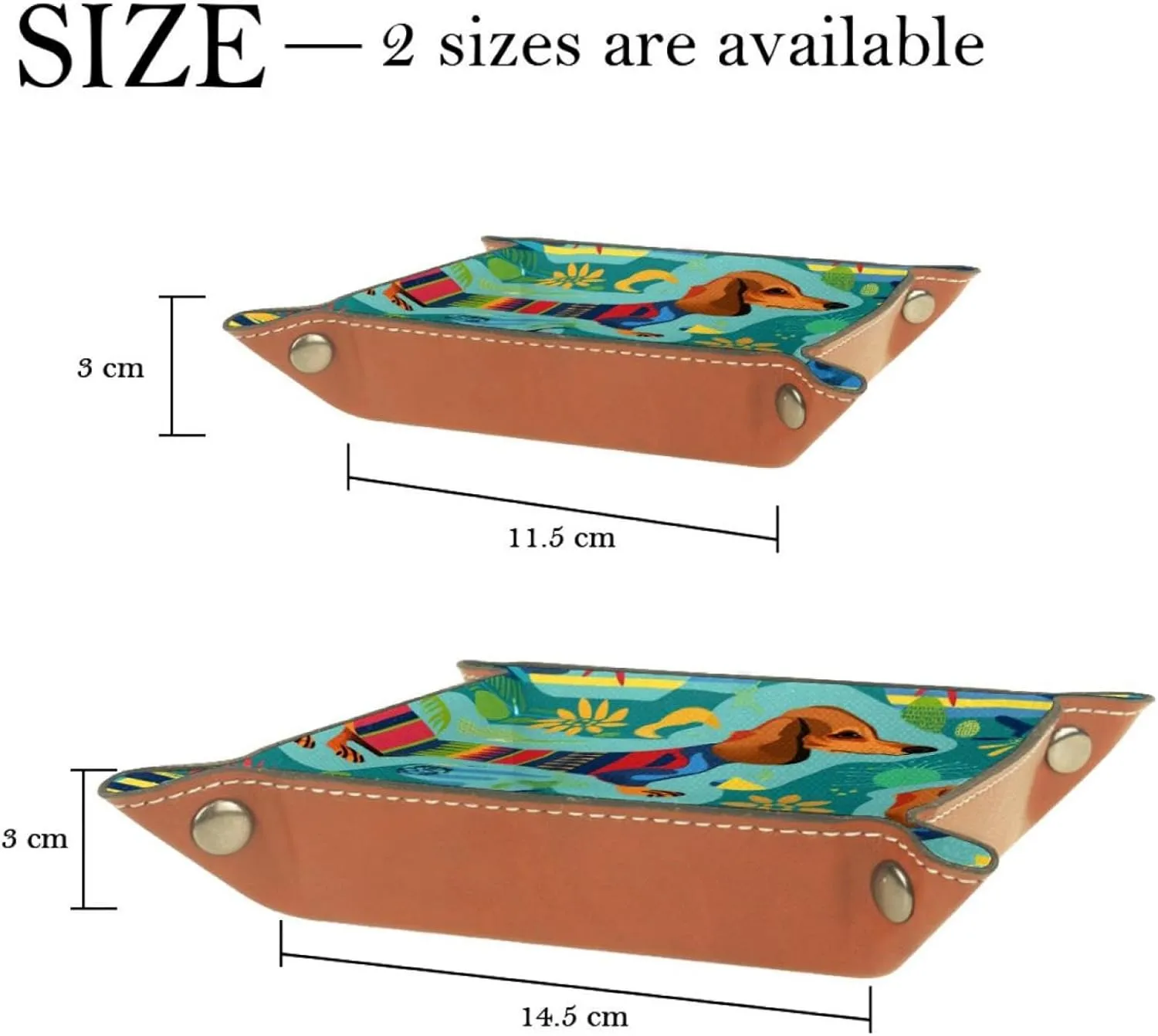 Cute Dachshund Dog Stacking Jewelry Organizer Trays, Desk Drawer Organizer Tray, Earring Tray, Bracelet Tray, Ring Storage Tray, Women & Girls, 16x16cm, snh-001