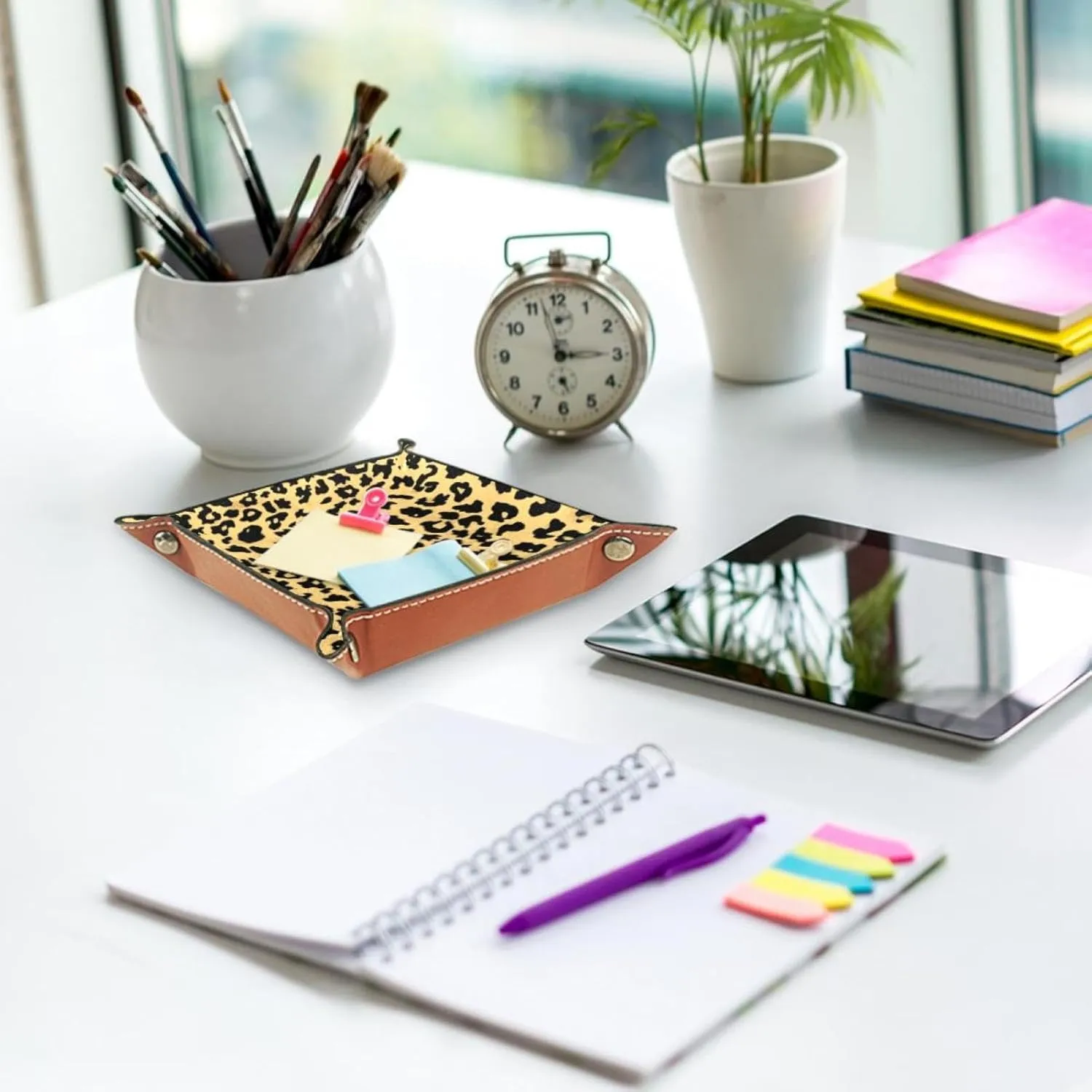 Cute Leopard Print Stacking Jewelry Organizer Trays, Small Drawer Organizer for Bracelets, Earrings, Rings, Functional and Stylish