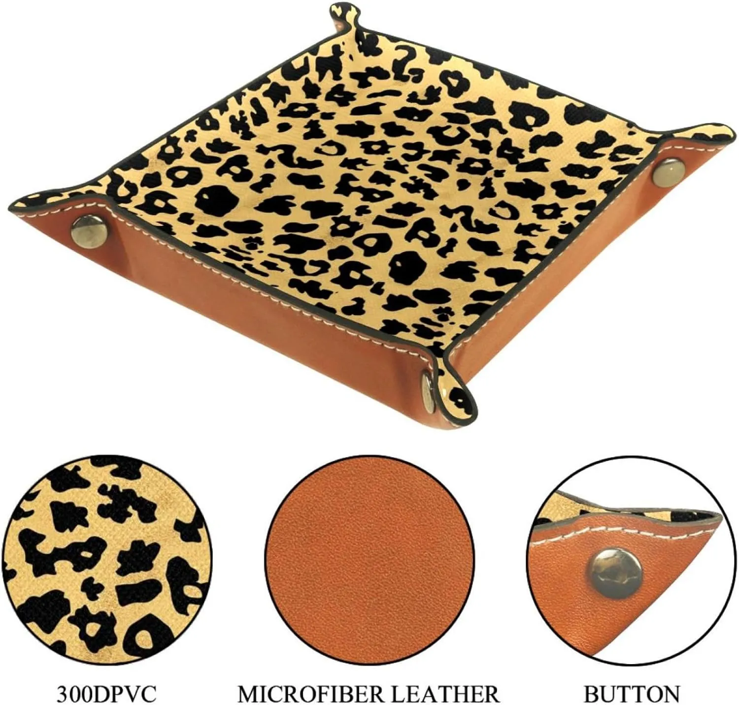 Cute Leopard Print Stacking Jewelry Organizer Trays, Small Drawer Organizer for Bracelets, Earrings, Rings, Functional and Stylish