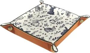 Cute Rabbit Eating Grass Stacking Jewelry Organizer Trays, Desk Drawer Earring Tray with Key Tray for Entryway, Small Table Tray for Women and Girls, Decorative Ring Storage Tray